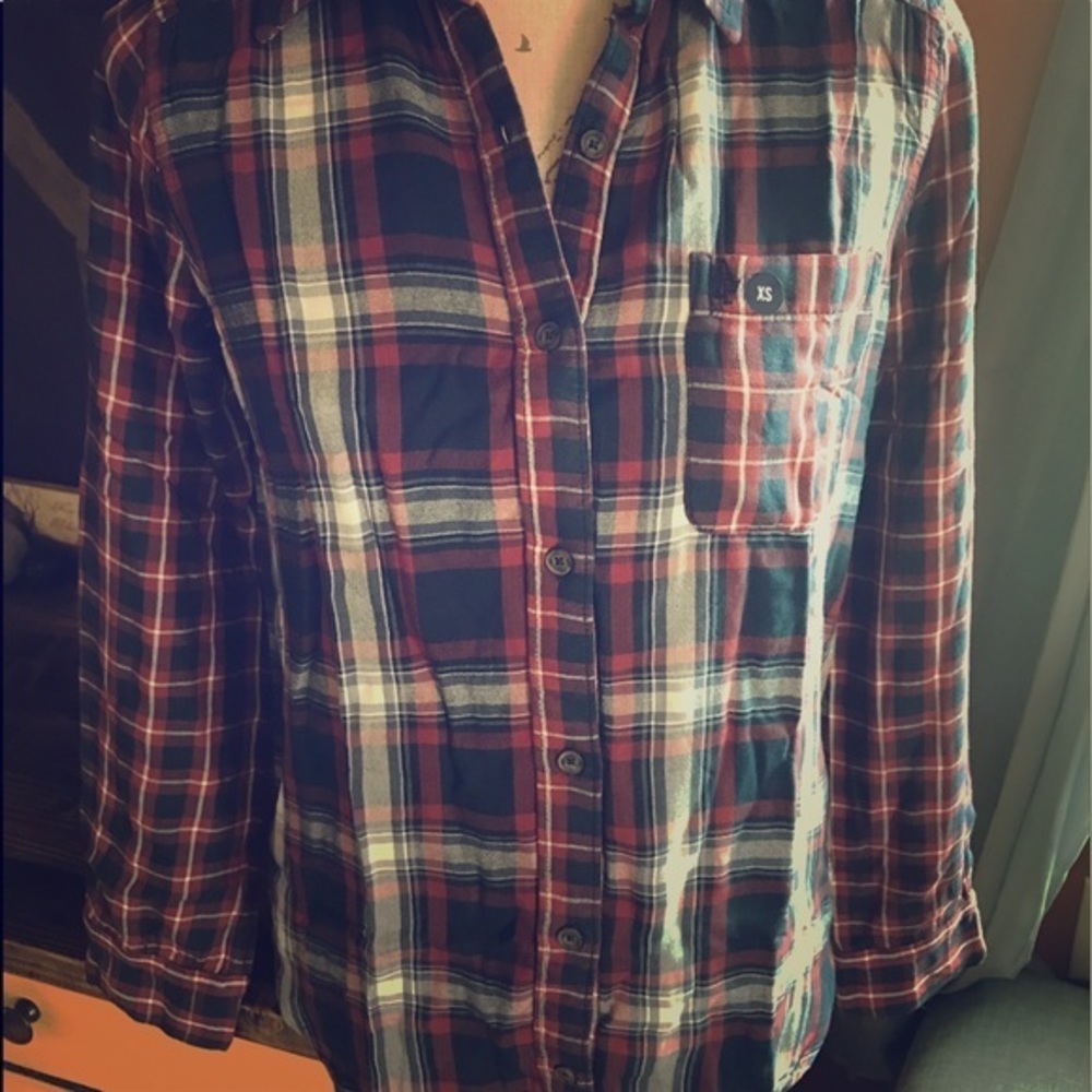 NWT Abercrombie & Fitch Mixed Plaid Button Down S